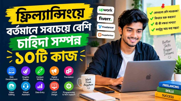 ফ্রিল্যান্সিংয়ে বর্তমানে সবচেয়ে বেশি চাহিদা সম্পন্ন ১০টি কাজ: নতুনদের জন্য পূর্ণাঙ্গ গাইড
