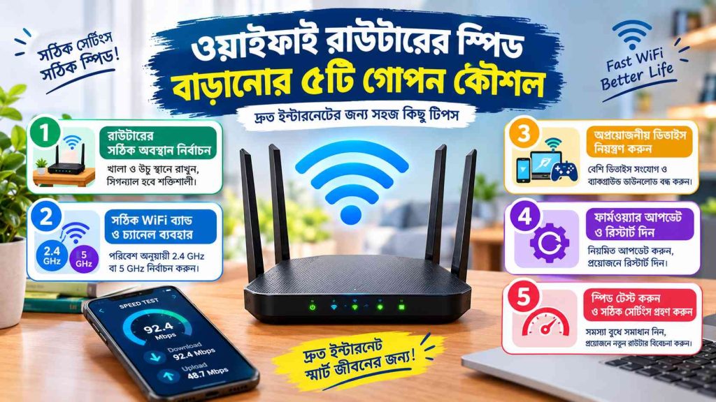 ওয়াইফাই (WIFI) রাউটারের স্পিড বাড়ানোর ৫টি গোপন কৌশল: ইন্টারনেট দ্রুত করার সহজ উপায় 2 ওয়াইফাই (WiFi) রাউটারের স্পিড বাড়ানোর ৫টি গোপন কৌশল: ইন্টারনেট দ্রুত করার সহজ উপায়