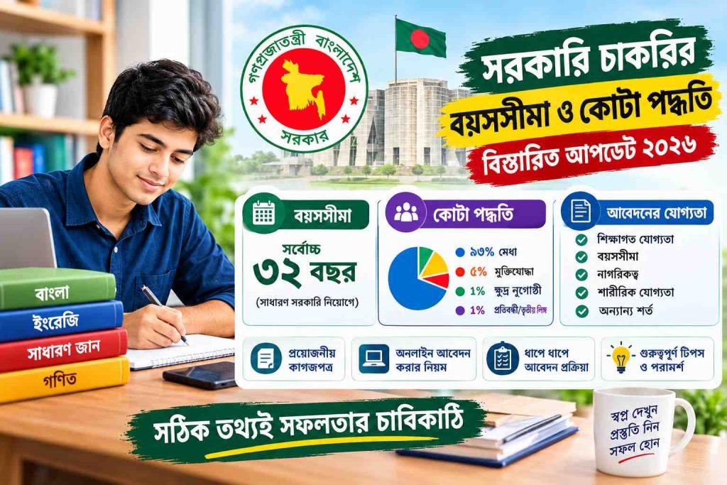 সরকারি চাকরির বয়সসীমা ও কোটা পদ্ধতির বিস্তারিত আপডেট ২০২৬