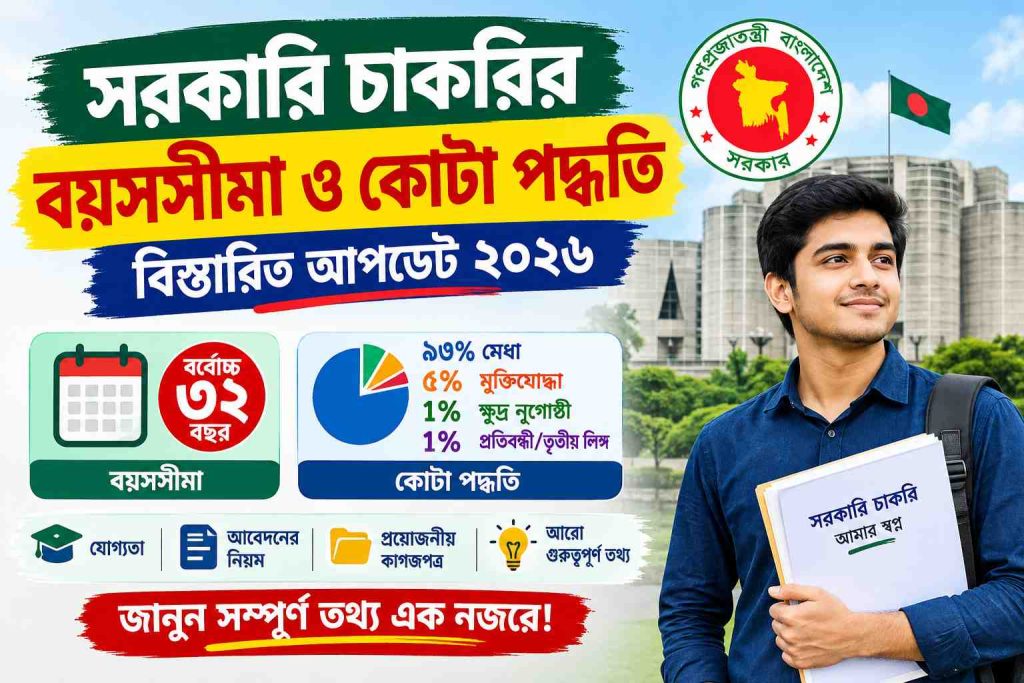 সরকারি চাকরির বয়সসীমা ও কোটা পদ্ধতির বিস্তারিত আপডেট ২০২৬