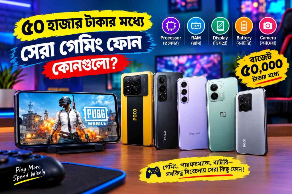 ৫০ হাজার টাকার মধ্যে সেরা গেমিং ফোনগুলোর তালিকা: ২০২৬ সালের সম্পূর্ণ গাইড 2 ৫০ হাজার টাকার মধ্যে সেরা গেমিং ফোনগুলোর তালিকা: ২০২৬ সালের সম্পূর্ণ গাইড