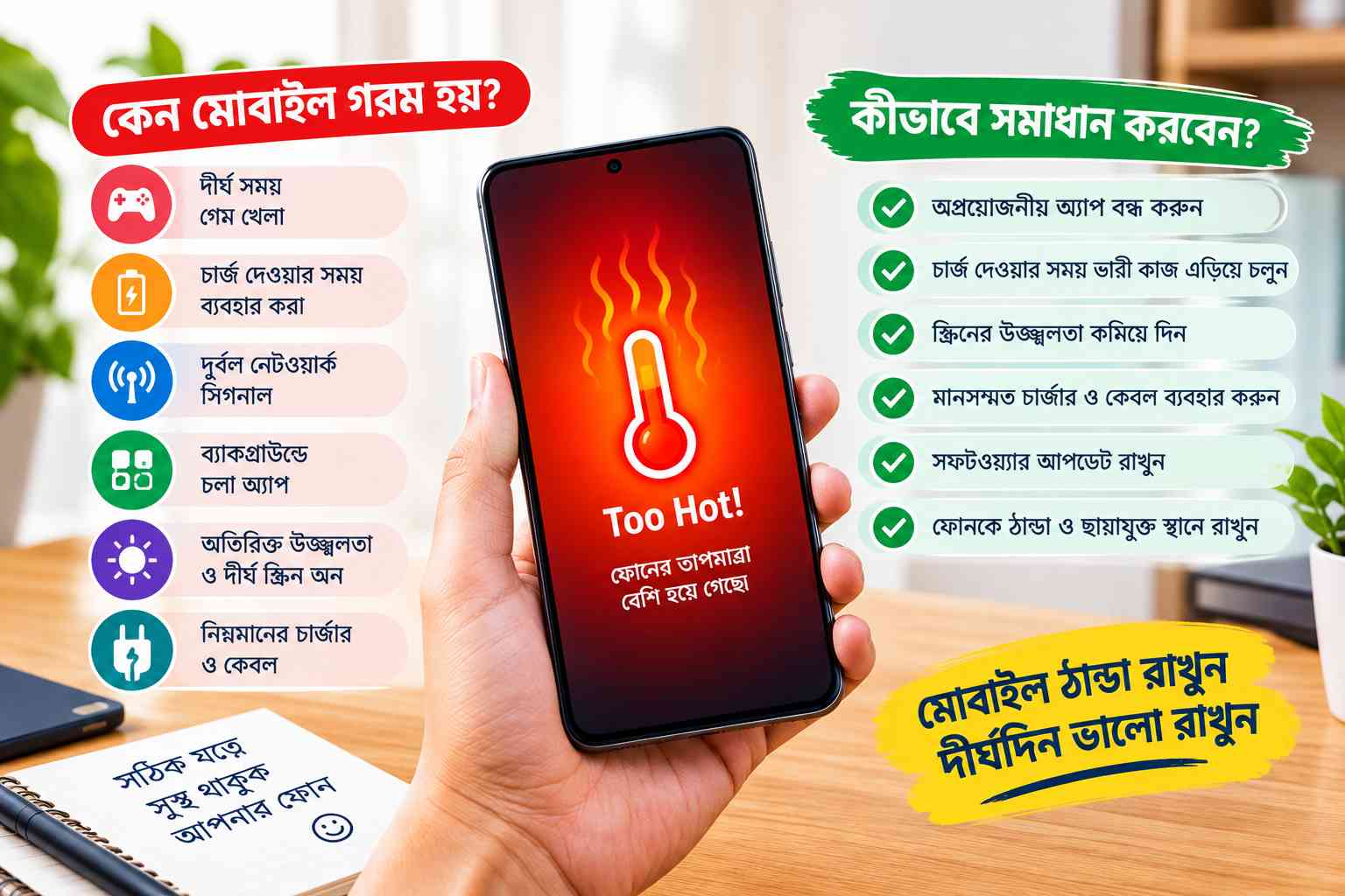 মোবাইল অতিরিক্ত গরম হয়ে যাওয়ার কারণ ও সমাধানের কার্যকরী উপায়