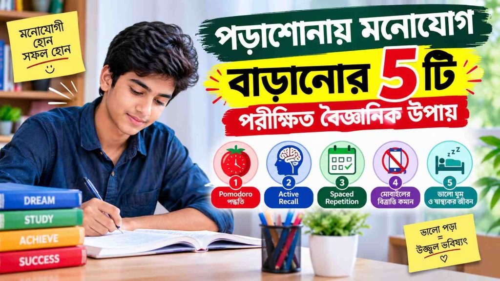 পড়াশোনায় মনোযোগ বাড়ানোর ৫টি পরীক্ষিত বৈজ্ঞানিক উপায়