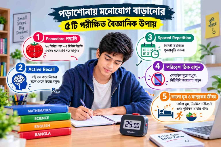 পড়াশোনায় মনোযোগ বাড়ানোর ৫টি পরীক্ষিত বৈজ্ঞানিক উপায়