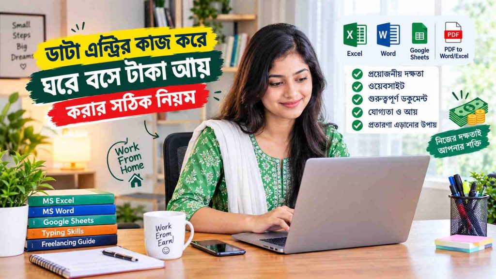 ডাটা এন্ট্রির কাজ করে ঘরে বসে টাকা আয় করার সঠিক নিয়ম: নতুনদের জন্য সম্পূর্ণ গাইড