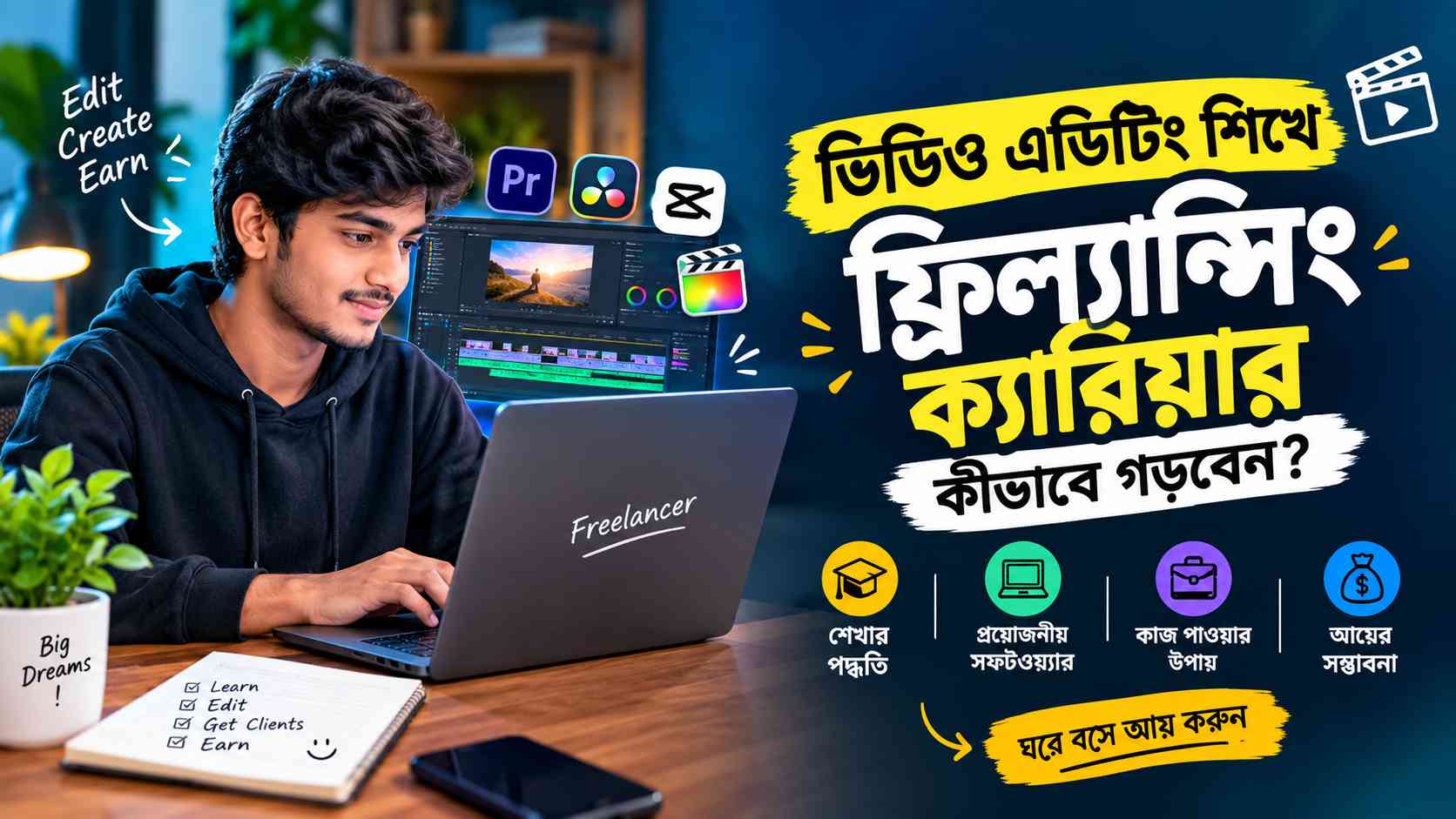 ভিডিও এডিটিং শিখে ফ্রিল্যান্সিং ক্যারিয়ার কীভাবে গড়বেন? নতুনদের জন্য পূর্ণাঙ্গ গাইড