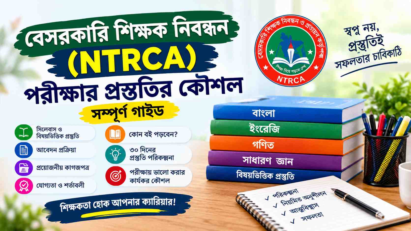 বেসরকারি শিক্ষক নিবন্ধন (NTRCA) পরীক্ষার প্রস্তুতির কৌশল: নতুনদের জন্য পূর্ণাঙ্গ গাইড
