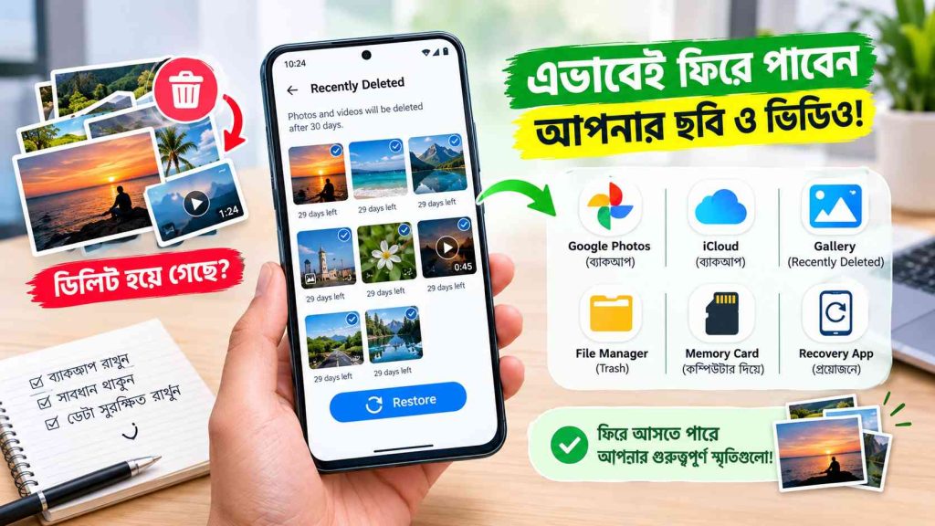 ডিলিট হওয়া ছবি বা ভিডিও ফোন থেকে কীভাবে রিকভার করবেন? সম্পূর্ণ গাইড