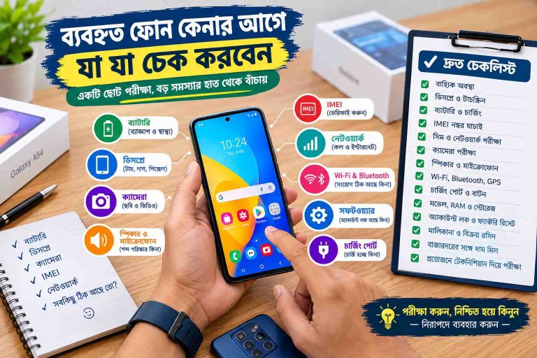 ব্যবহৃত (Used) ফোন কেনার আগে যা যা চেক করা জরুরি: নতুনদের জন্য সম্পূর্ণ গাইড