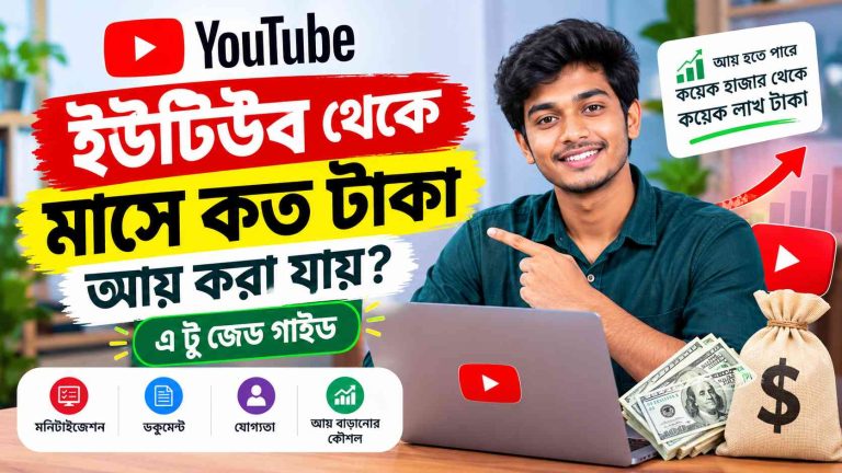 ইউটিউব থেকে মাসে কত টাকা আয় করা যায়? এ টু জেড গাইড